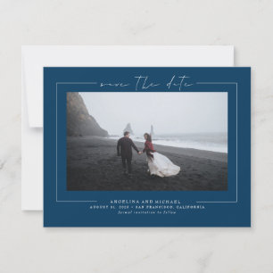 Photo minimaliste moderne Navy Blue Save the Date
