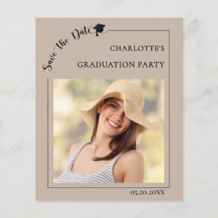 Photo mocha beige Graduation Save the Date Flyer