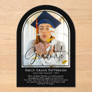 Photo Modern Arch Script Graduation Announcement