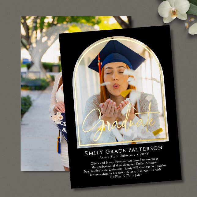 Photo Modern Arch Script Graduation Announcement (Creator Uploaded)