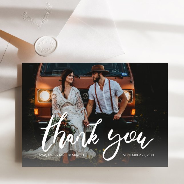  Photo Modern Calligraphy Handwriting 2  Thank You Card (Creator Uploaded)