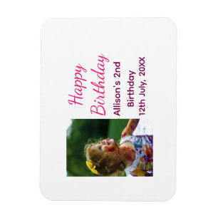 Photo modern classic add name date happy birthday  magnet