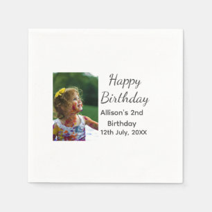 Photo modern classic add name date happy birthday  napkin