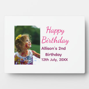 Photo modern classic add name date happy birthday  plaque
