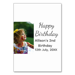 Photo modern classic add name date happy birthday  table number