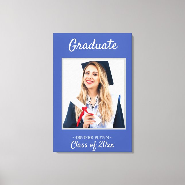 Photo Modern Classy Graduation Announcement Canvas Print (Front)