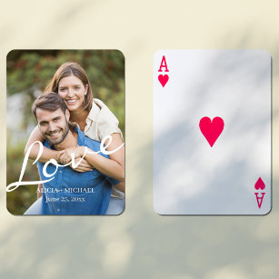 Photo modern couple engagement keepsake gift playing cards