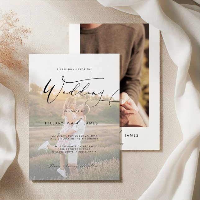 Photo Modern Elegant Calligraphy Wedding  Invitation (Creator Uploaded)