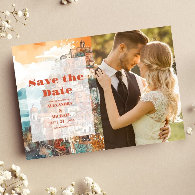 Photo Modern Elegant Italy Destination Wedding Save The Date (Creator Uploaded)