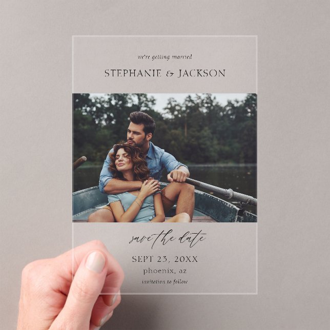 Photo Modern H Pano Save the Date Acrylic Invitations (Insitu (Handheld))