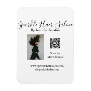 Photo modern hair salon small business QR code  Magnet