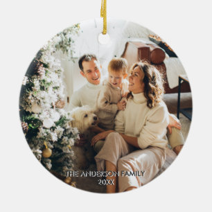Photo Modern Merry & Bright Colourful Red Green Ceramic Ornament