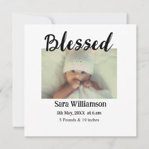 Photo modern minimal edit birth announcement card