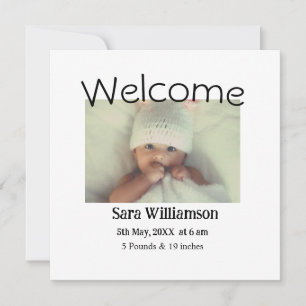 Photo modern minimal edit birth announcement card
