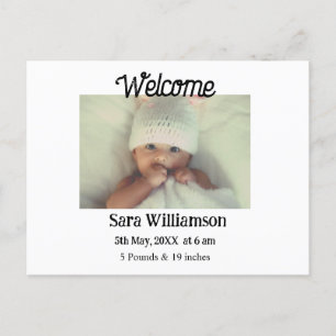 Photo modern minimal edit birth announcement card