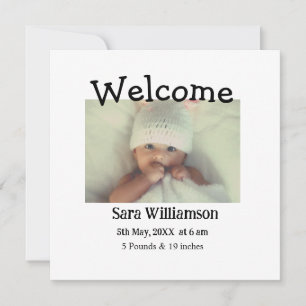 Photo modern minimal edit birth announcement card