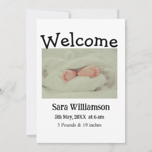 Photo modern minimal edit birth announcement card