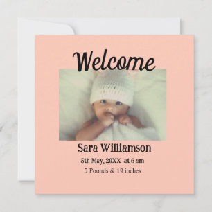 Photo modern minimal edit birth announcement card