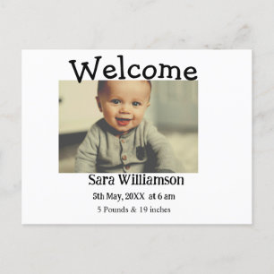 Photo modern minimal edit birth announcement card