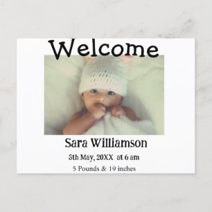 Photo modern minimal edit birth announcement card