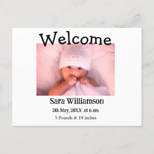 Photo modern minimal edit birth announcement card