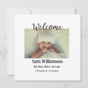 Photo modern minimal edit birth announcement card