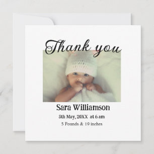 Photo modern minimal edit birth announcement card