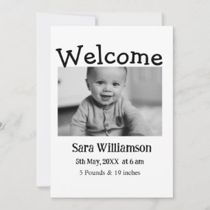 Photo modern minimal edit birth announcement card