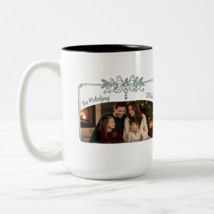 Photo Modern Minimalist Christmas Botanicals Two-Tone Coffee Mug