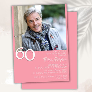 Photo Modern Minimalist Pink 60th Birthday Invitation
