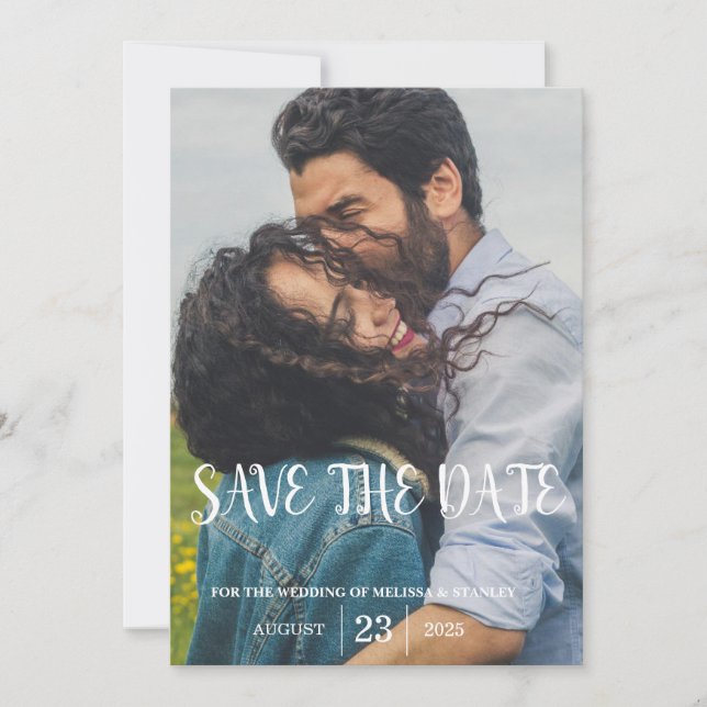 Photo Modern Minimalist Simple Elegant Wedding Save The Date (Front)