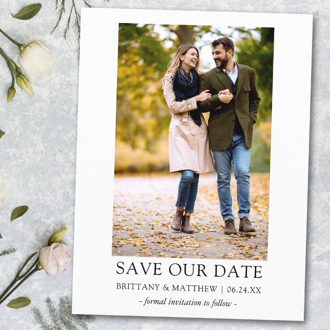 Photo Modern Minimalist Simple Save Our Date Postcard (Customize to change text size or text style.)