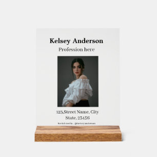 Photo modern profession social media address simpl acrylic sign