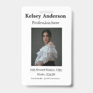 Photo modern profession social media address simpl badge
