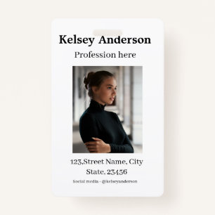 Photo modern profession social media address simpl badge