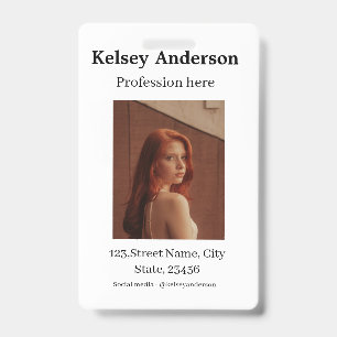 Photo modern profession social media address simpl badge