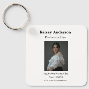 Photo modern profession social media address simpl keychain