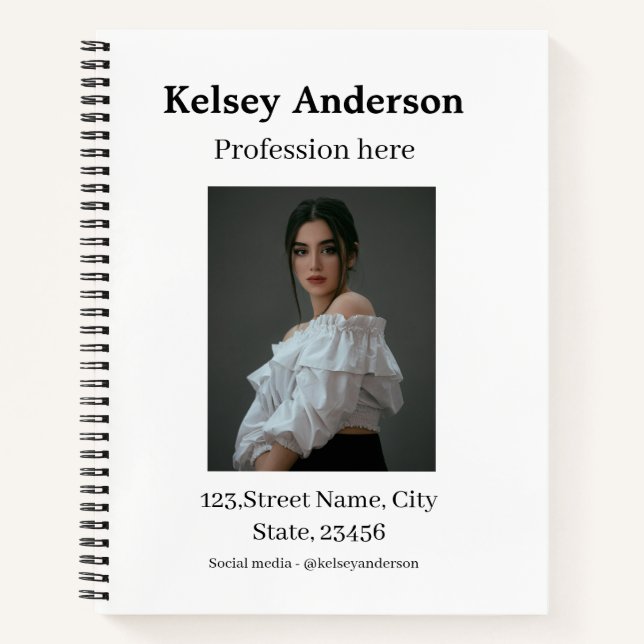 Photo modern profession social media address simpl notebook (Front)