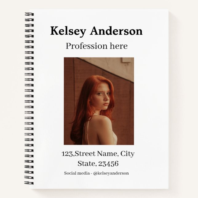 Photo modern profession social media address simpl notebook (Front)
