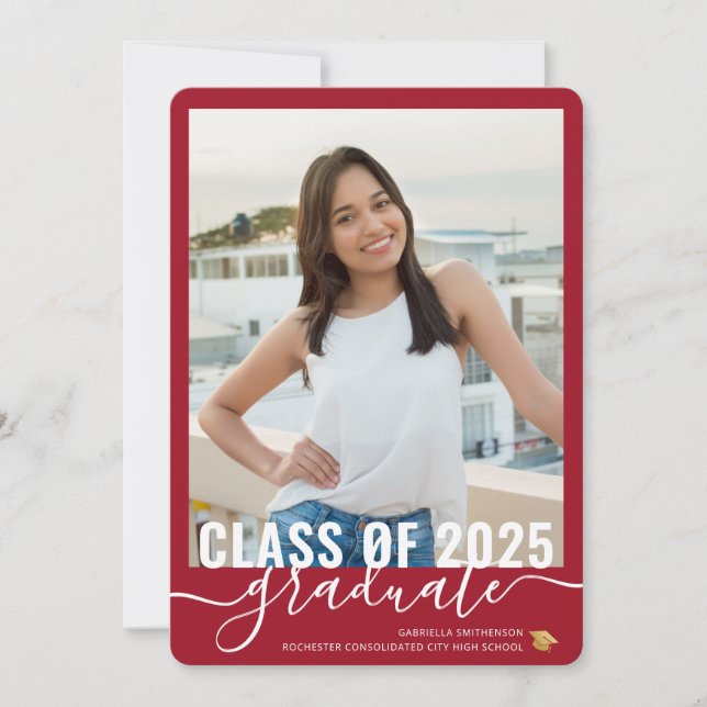 Photo Modern Red Graduation Open House Invitation (Front)