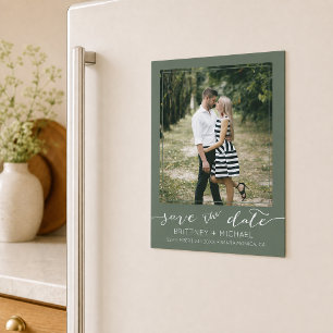 Photo Modern Save The Date Dark Sage