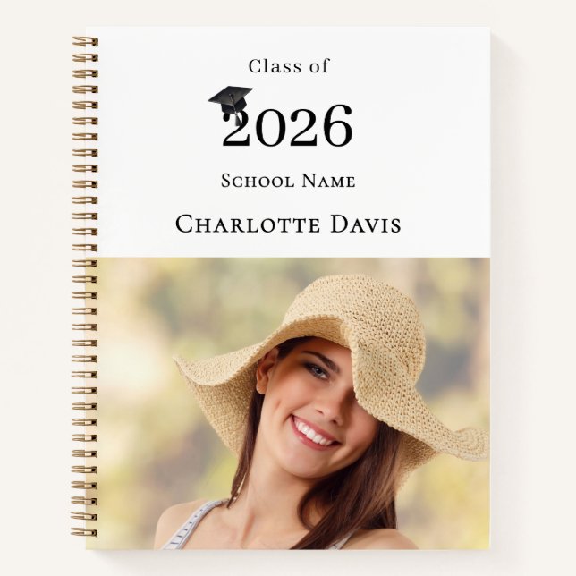  Photo Modern Senior Graduate Class of 2026 Notebook (Front)