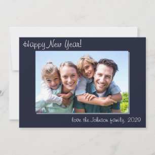 Photo Modern Simple Family Happy New Year Holiday Card