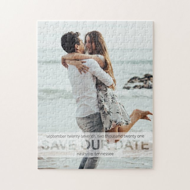 Photo Modern Wedding Save Our Date Jigsaw Puzzle (Vertical)