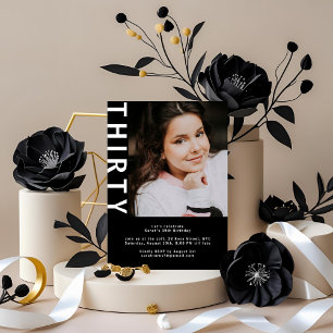 Photo moderne 30th Birthday Invitation - Bold Blac
