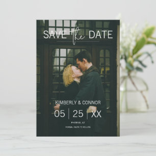 Photo Moderne de Faire-Part de Date Blanc