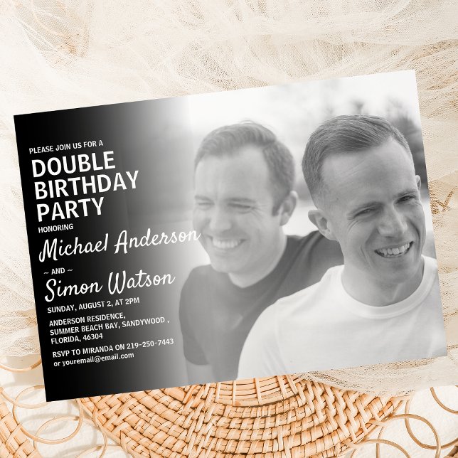 Photo moderne Double Anniversaire Fête Invitation (Créateur téléchargé)