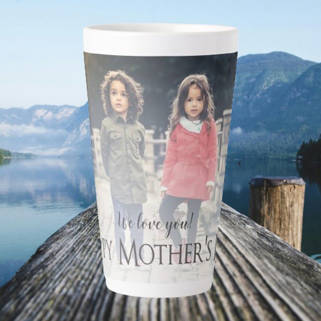 Photo moderne Fête des mères Latte Mug (Modern Photo Mothers Day Personalized Latte Mug)