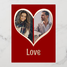 Photo moderne Foil Heart Carte Saint Valentin