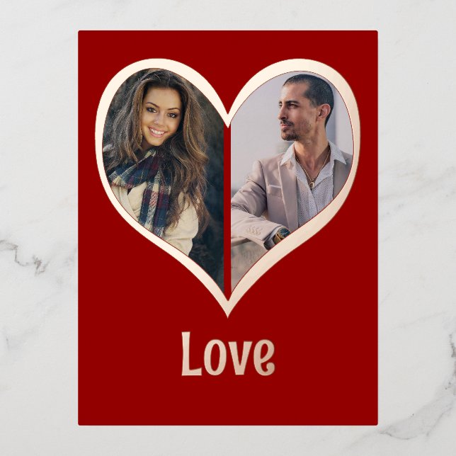 Photo moderne Foil Heart Carte Saint Valentin (Recto)